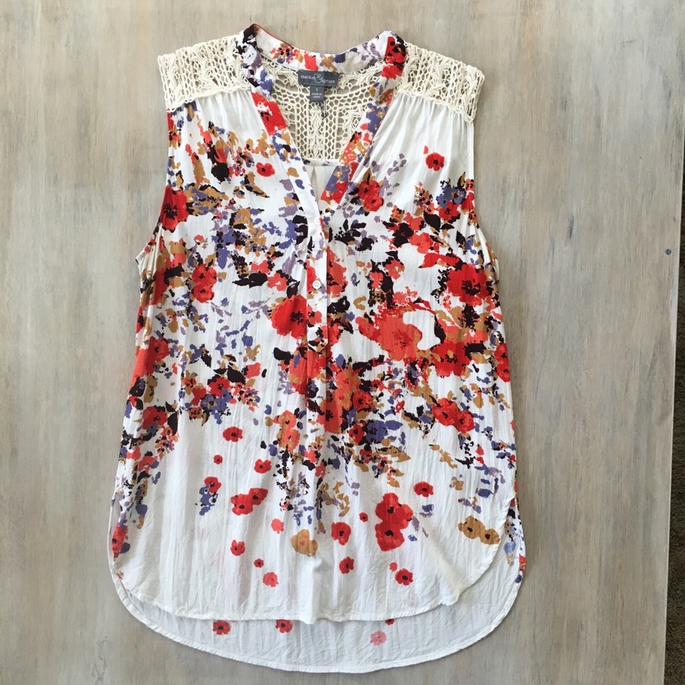 Sleeveless Floral Blouse
